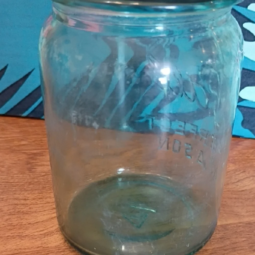 Ball Perfect Mason Jar - Blue Glass, Vintage Pint Size #4